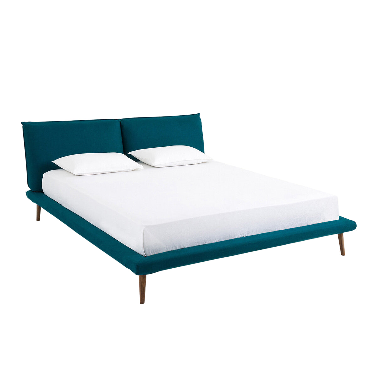 Lit en lin Bleu canard 160x200cm, Aurore design E. Gallina AM.PM