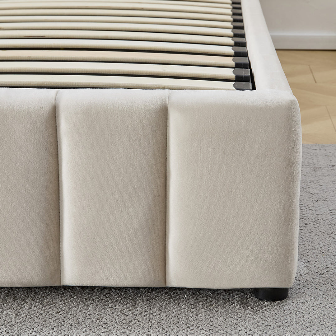 Lit coffre BELLECOUR Trocadéro en velours beige