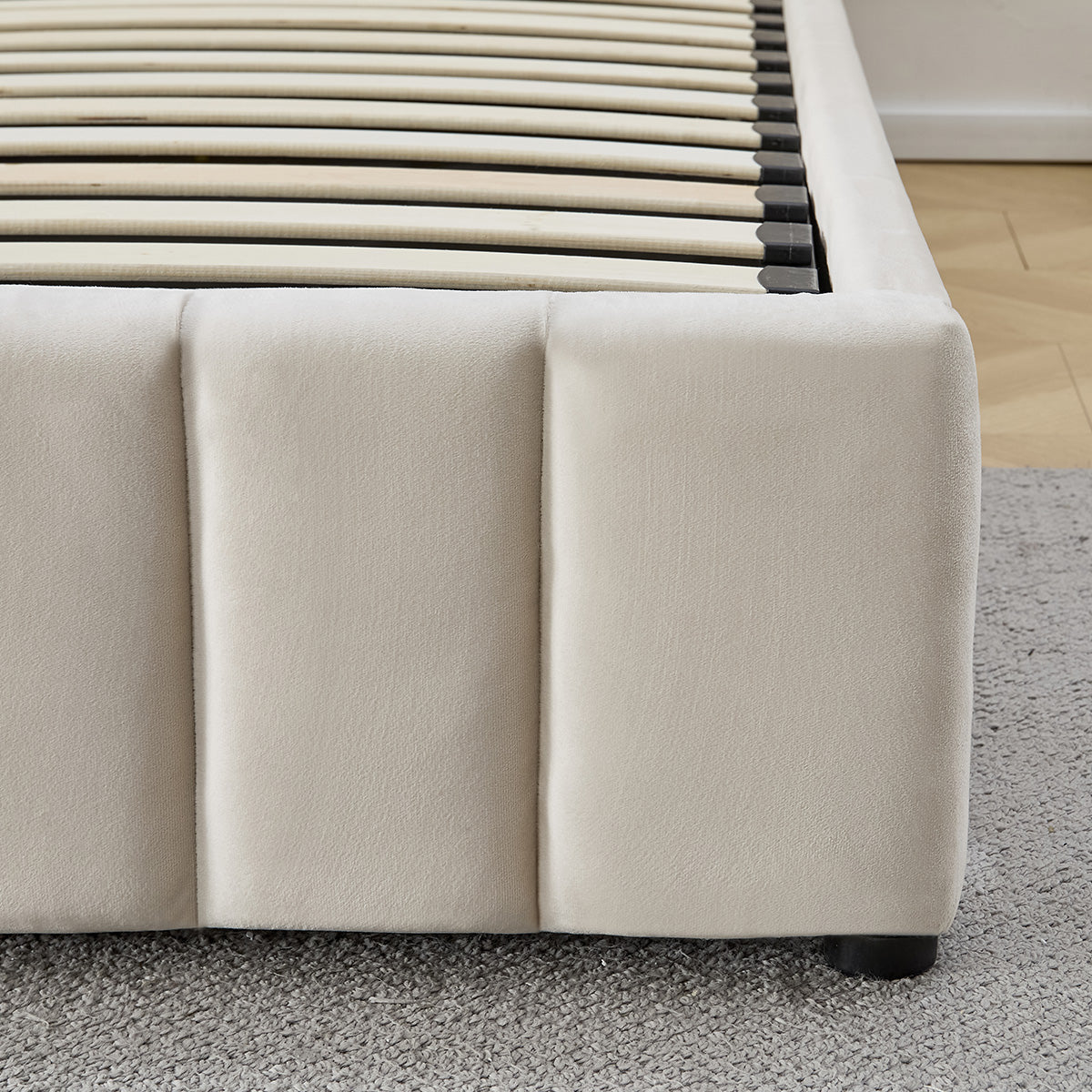 Lit coffre BELLECOUR Trocadéro en velours beige