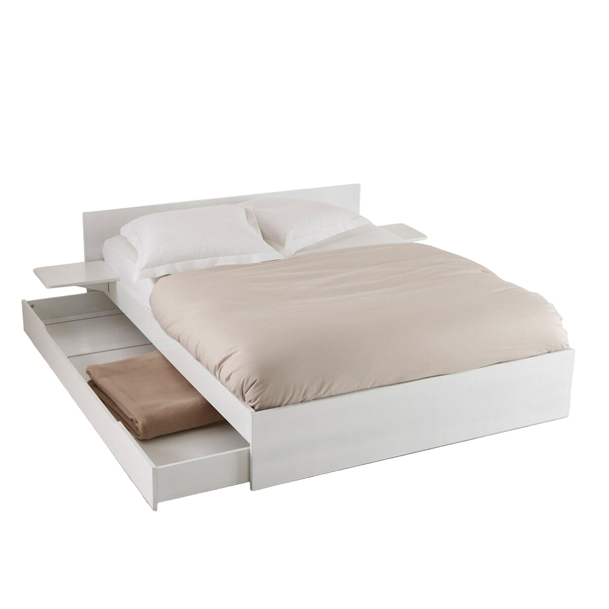 Lit avec sommier 140x190cm, tiroir et tablettes, Crawley La Redoute Interieurs