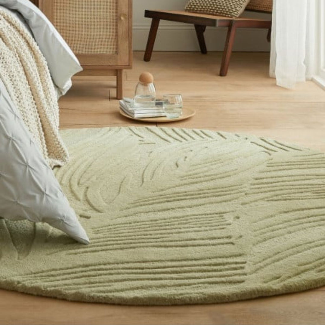 Tapis Lino rond vert en laine