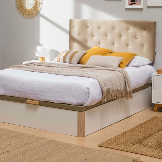 Tête de lit capitonnée en tissu Beige 160x100cm