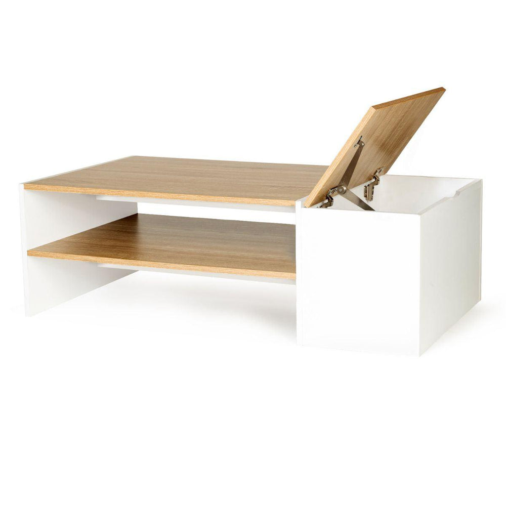 Table basse avec coffre Zoe Bois/Blanc