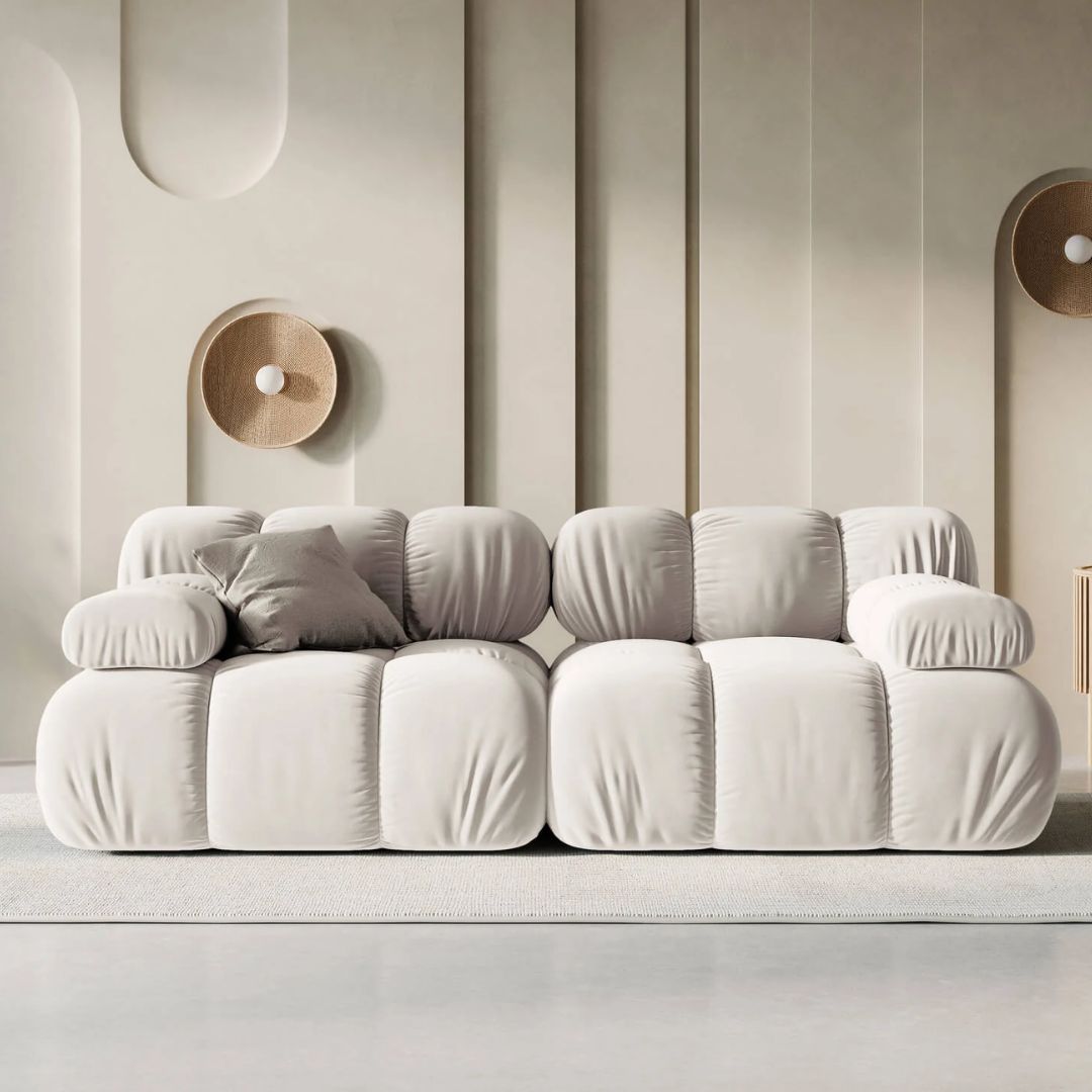 Canapé modulaire en velours Bellis beige Micadoni 2 places
