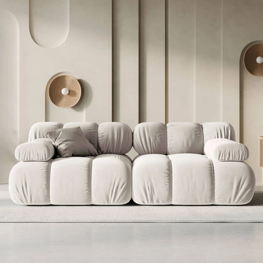 Canapé modulaire en velours Bellis beige Micadoni 2 places