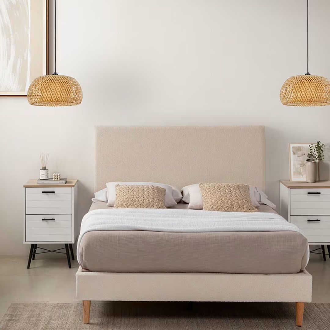 Tête De Lit Niebla 160x60 Cm Imitation Tissu Mouton Beige