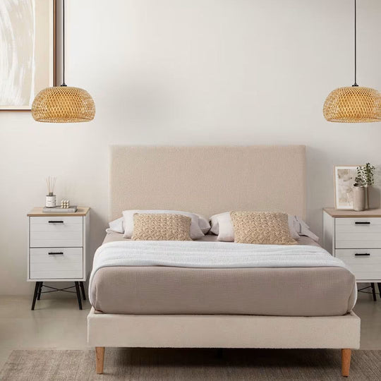 Tête De Lit Niebla 160x60 Cm Imitation Tissu Mouton Beige