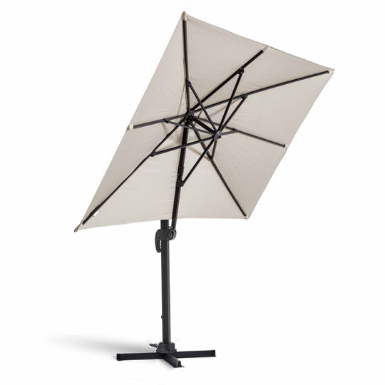 Parasol déporté rectangulaire rotatif 360° (2 x 3m) OVIALA Ecru