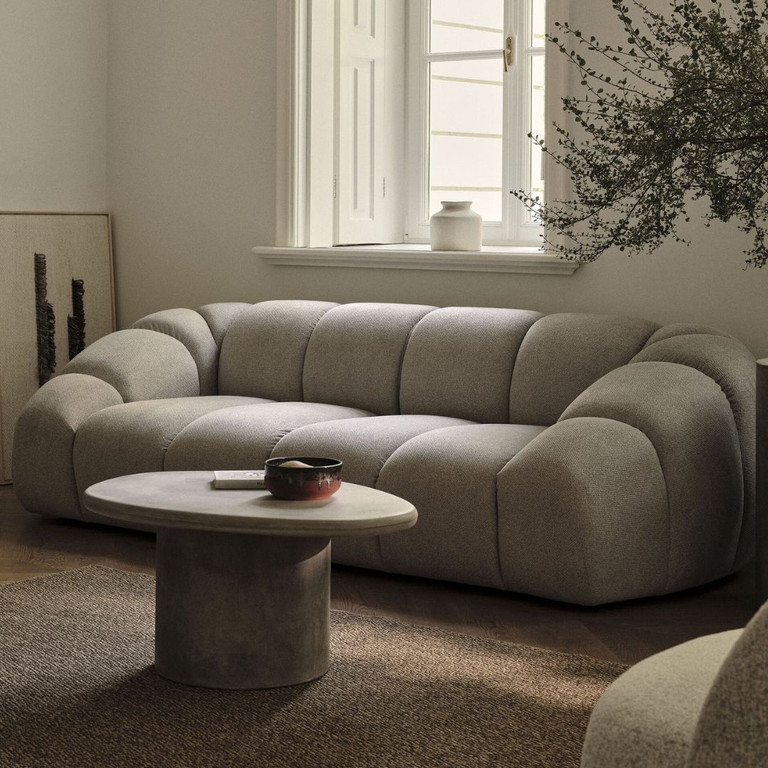 Canapé MICADONI Diana 2 places en velours structuré beige foncé