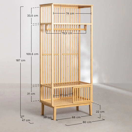 Armoire avec porte-manteau et étagères en bambou Albin SKLUM