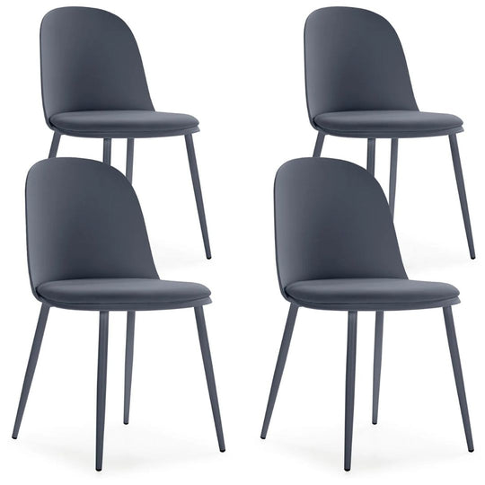 Lot de 4 chaises Kana Bleus, Pieds en métal et Assise rembourrée