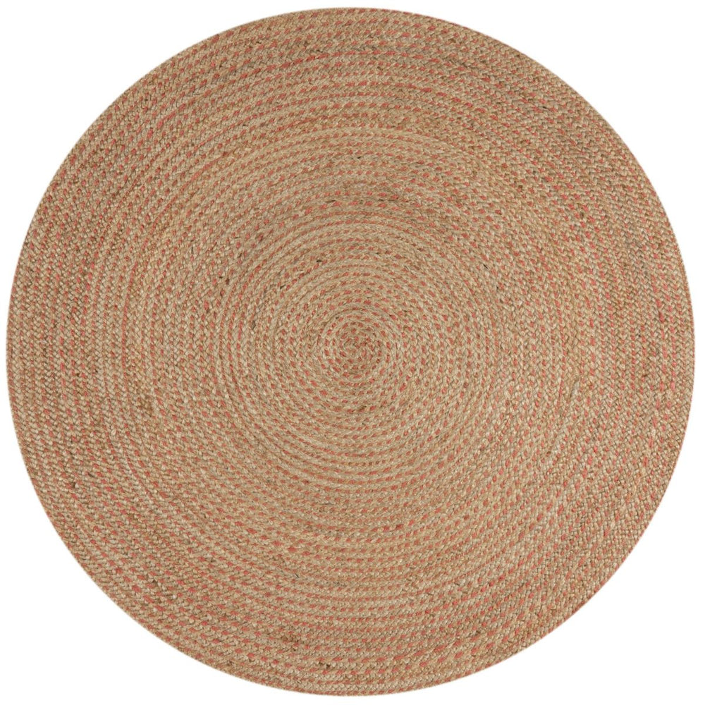 Tapis rond Capri Jute et corail 133x133cm