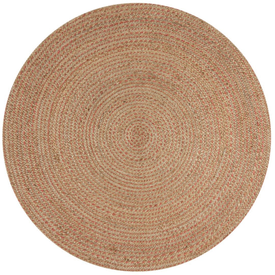 Tapis rond Capri Jute et corail 133x133cm
