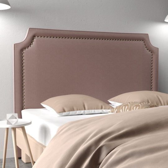 Tête de lit en bois massif tissu taupe