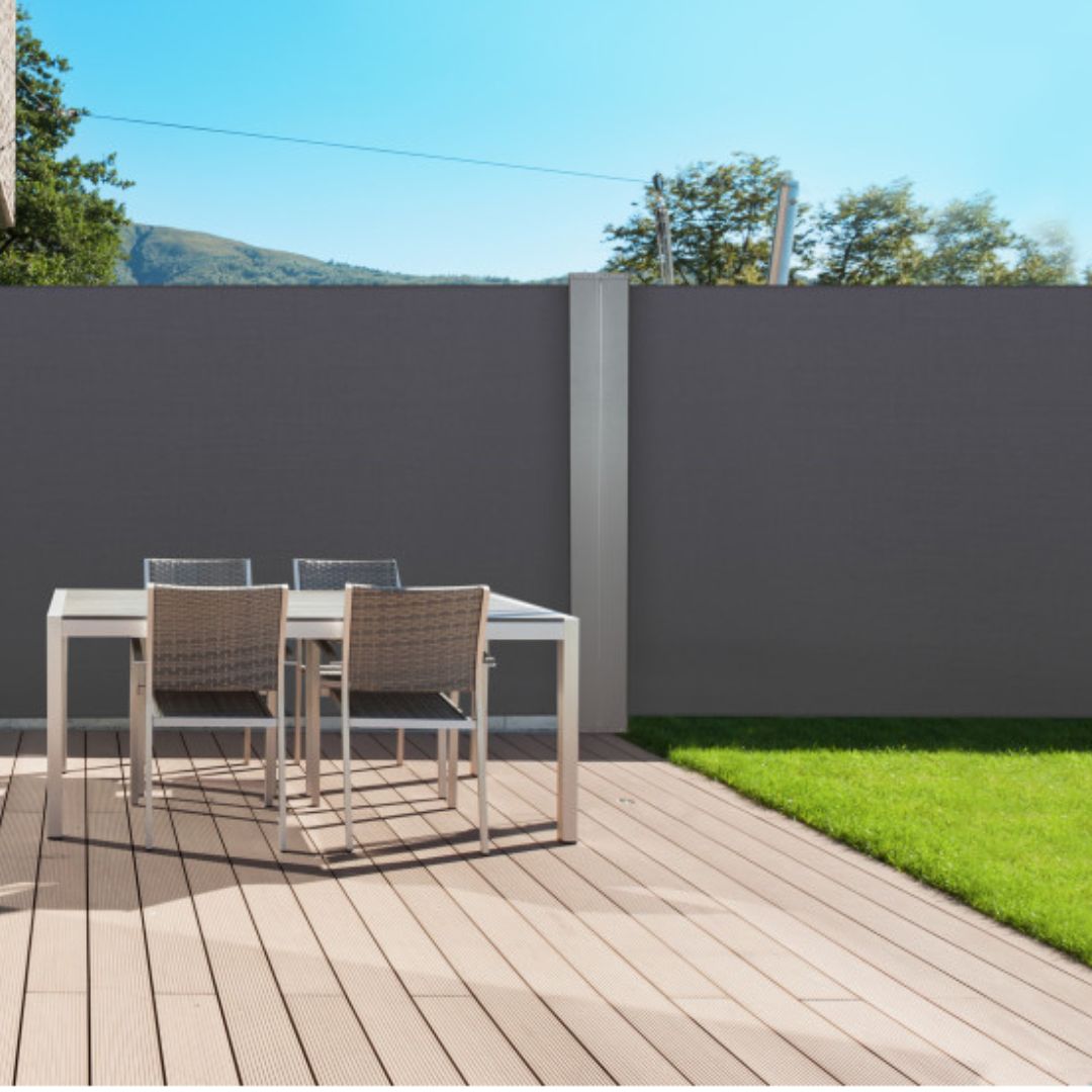 Paravent rétractable double premium gris 1.6x2,5m