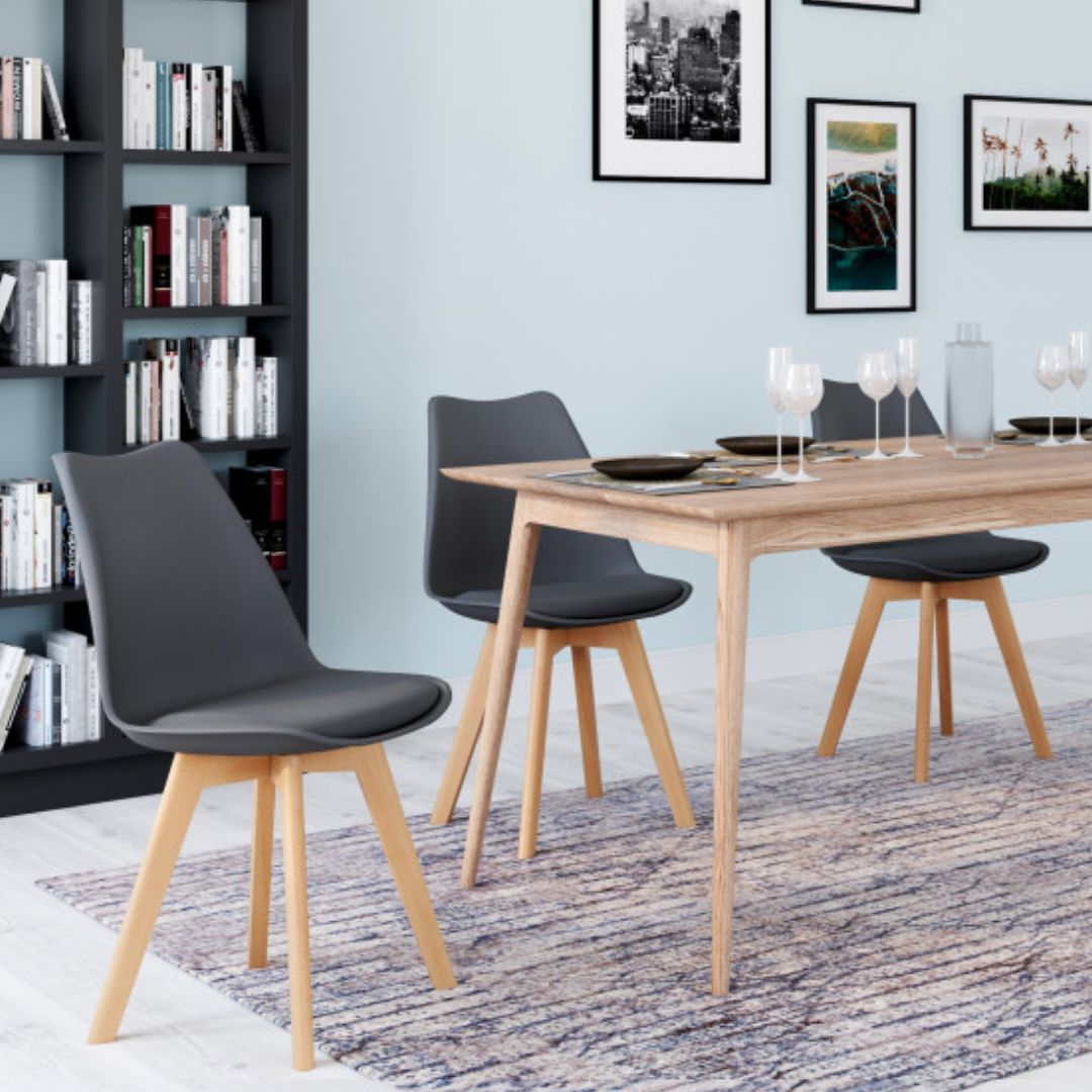 Lot de 4 chaises scandinaves Nordia Gris anthracite