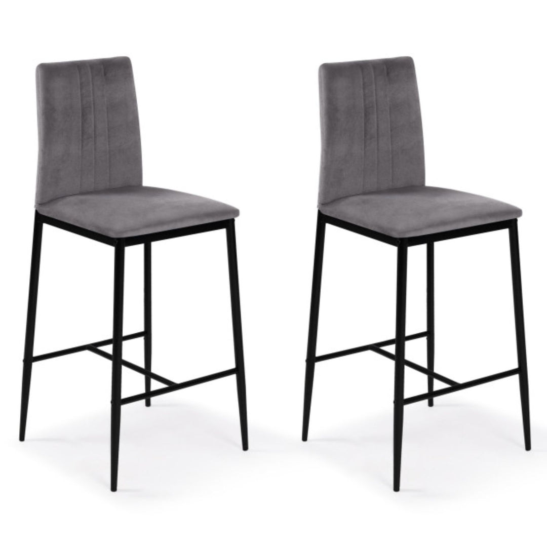 Lot de 4 tabourets Jade gris en velours
