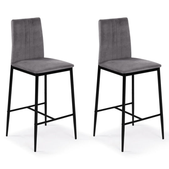Lot de 4 tabourets Jade gris en velours