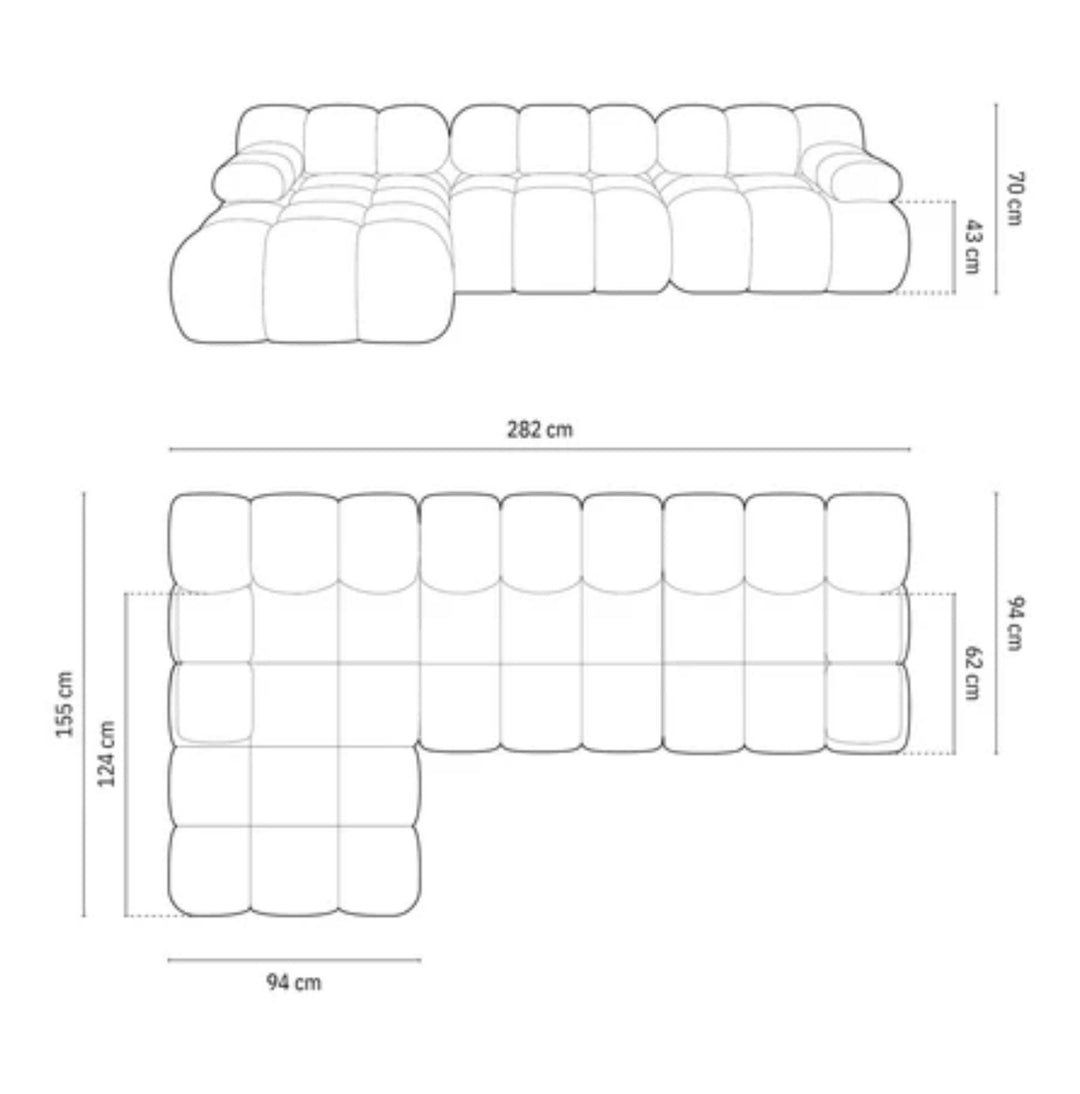 Canapé Micadoni 4 places Bellis en velours jaune angle droit- Léger défaut