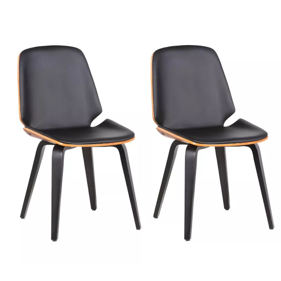 Lot de 6 chaises Vente Unique en simili et placage noyer - Naturel et Noir - SANTAREM
