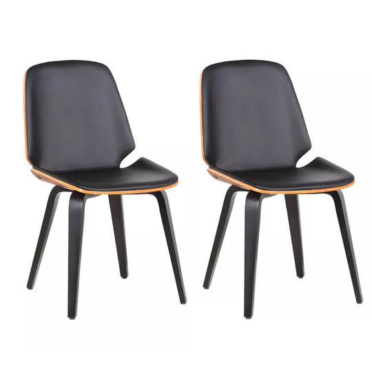 Lot de 6 chaises Vente Unique en simili et placage noyer - Naturel et Noir - SANTAREM