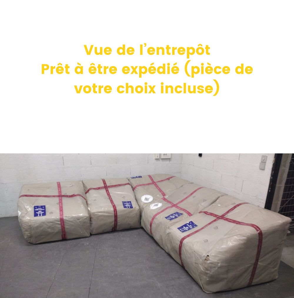 Canapé d'angle symétrique velours Micadoni Miley Beige Clair - Léger défaut