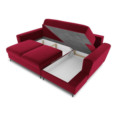Canapé angle droit MOGHAN Micadoni convertible avec coffre de rangement 4 Places rouge