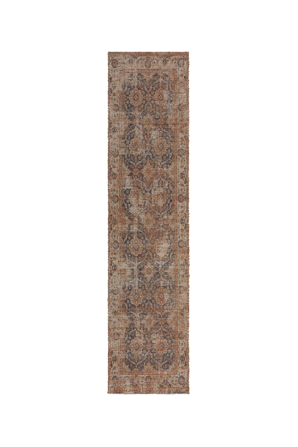 Tapis en jute Miley de couloir bleu