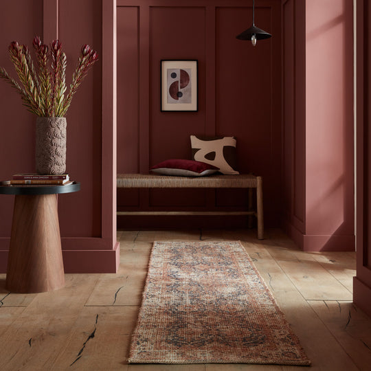 Tapis en jute Miley de couloir bleu