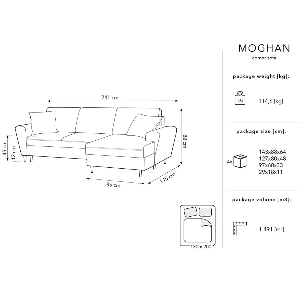 Canapé angle droit MOGHAN Micadoni convertible avec coffre de rangement 4 Places rouge