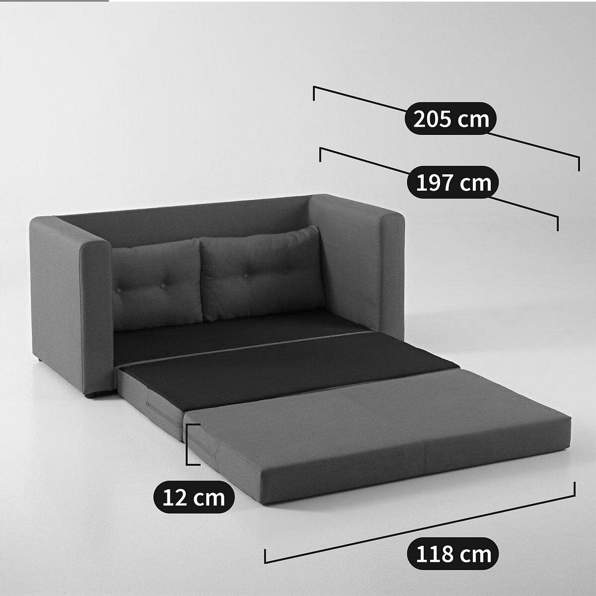 Canapé convertible, tissu texturé, 2 places, Udel SO'HOME