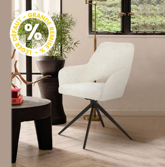 Chaise de bureau en tissu bouclette et métal - Léger défaut