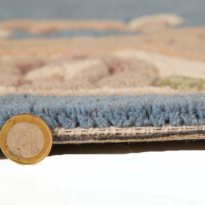 Tapis de couloir en laine royal Bleu et beige 67x210cm