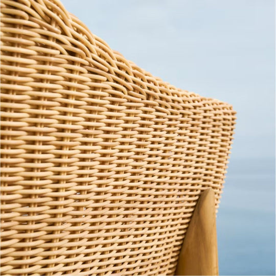 Canapé Galea Kave Home 3 places en bois de teck et rotin synthétique 223 cm FSC 100 %