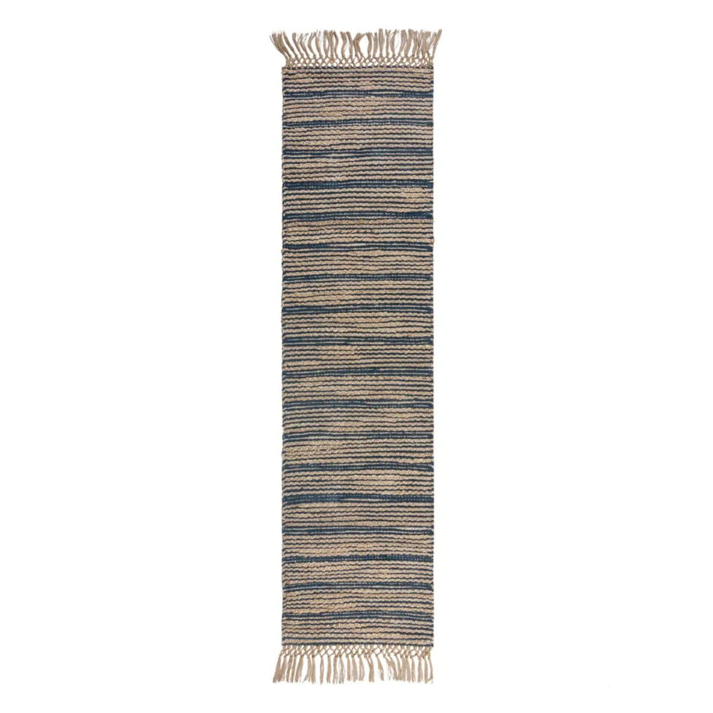 Tapis de couloir jute Equinox bleu 60x230cm