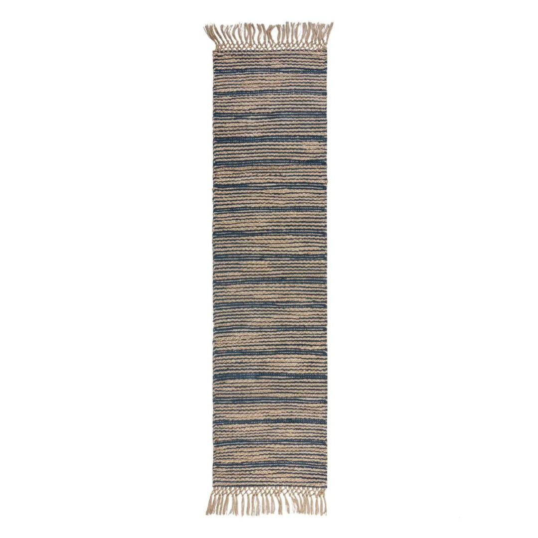 Tapis de couloir jute Equinox bleu 60x230cm