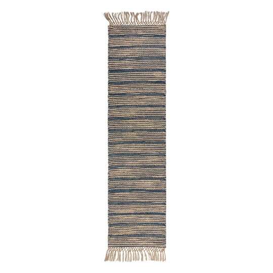 Tapis de couloir jute Equinox bleu 60x230cm