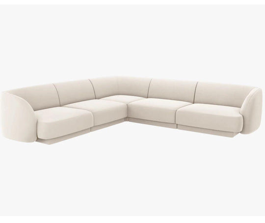 Canapé d'angle symétrique velours Micadoni Miley Beige Clair - Léger défaut