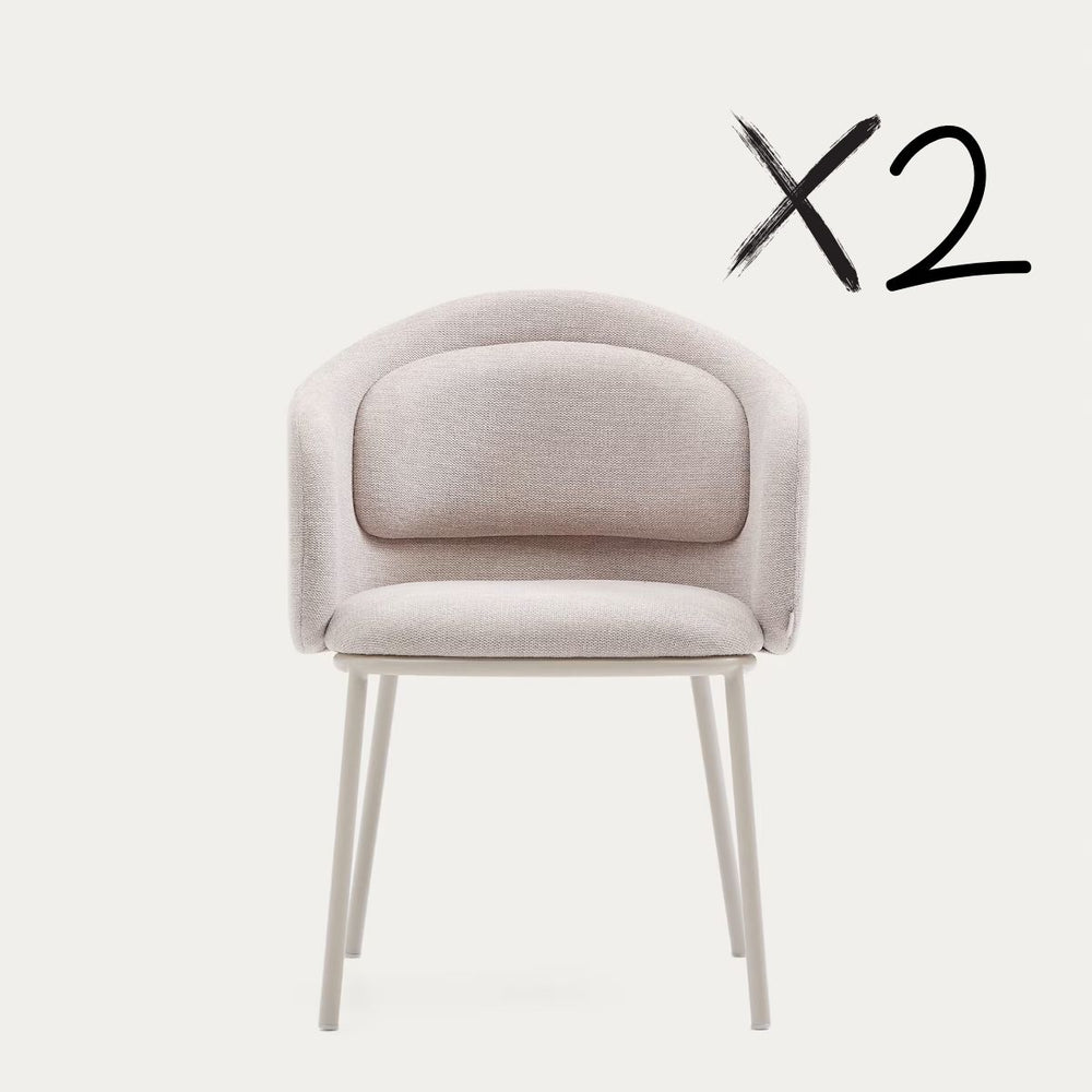 Lot de 2 chaises Idaira beige et pieds en acier beige Kave Home