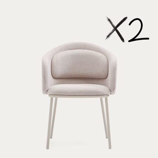Lot de 2 chaises Idaira beige et pieds en acier beige Kave Home