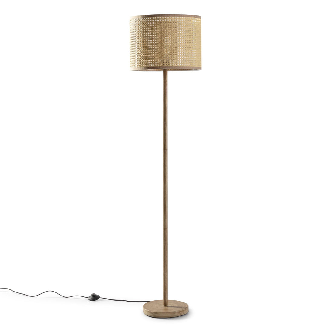 Lampadaire Keiko en métal Imitation Bois, Hauteur 161 cm