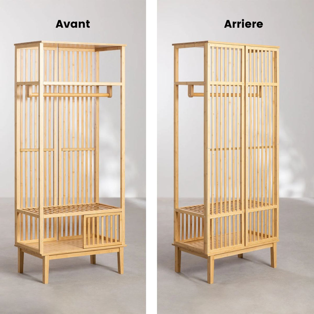 Armoire avec porte-manteau et étagères en bambou Albin SKLUM