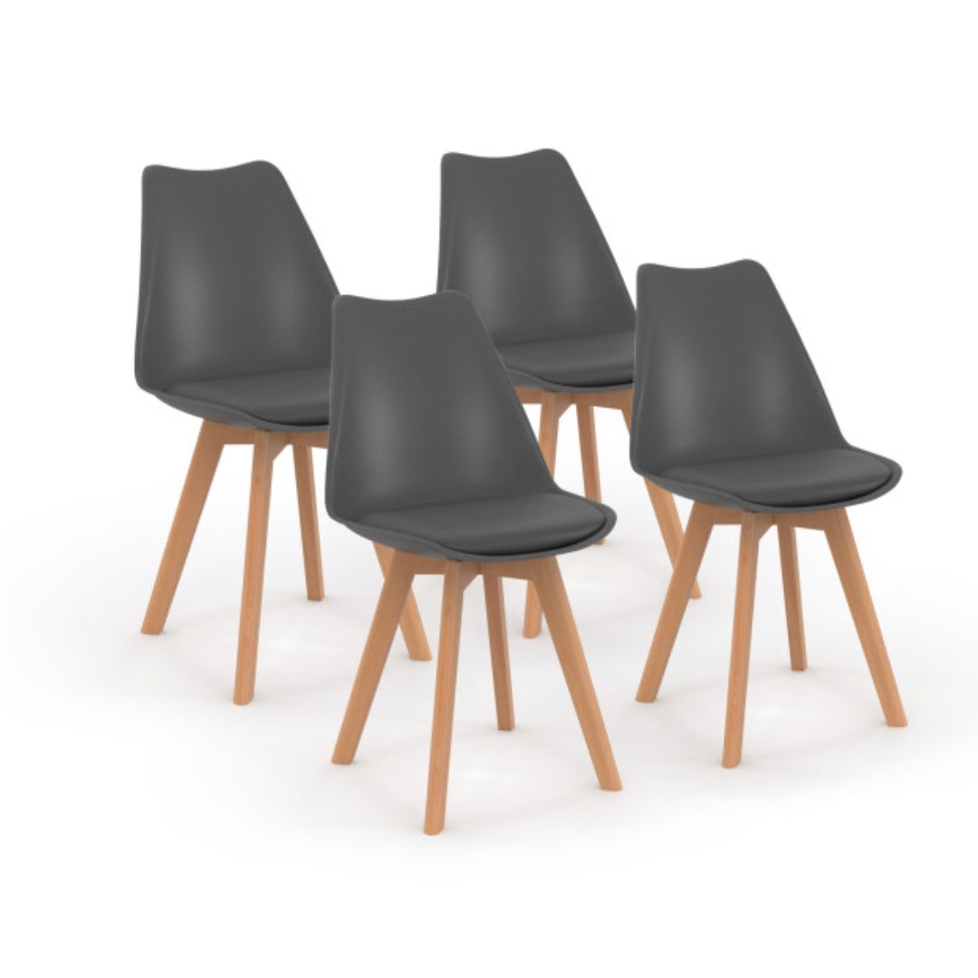 Lot de 6 chaises scandinaves Nordia Gris anthracite