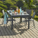 Table de Jardin HYBA Extensible 180/240x100cm en Aluminium Gris foncé et Verre Canberra