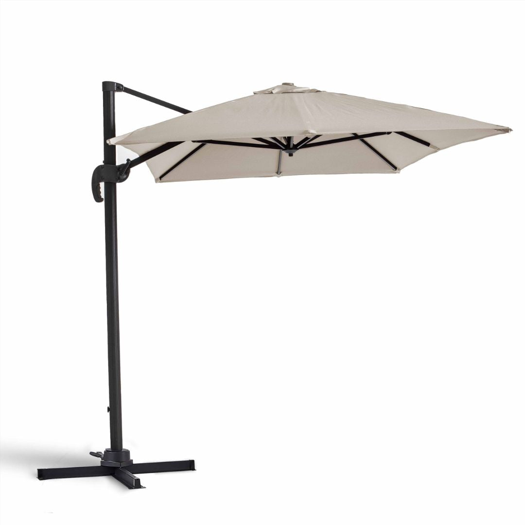 Parasol déporté rectangulaire rotatif 360° (2 x 3m) OVIALA Ecru