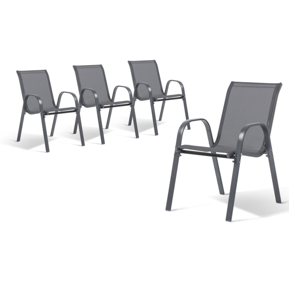 Lot de 6 chaises de jardin en acier Gris
