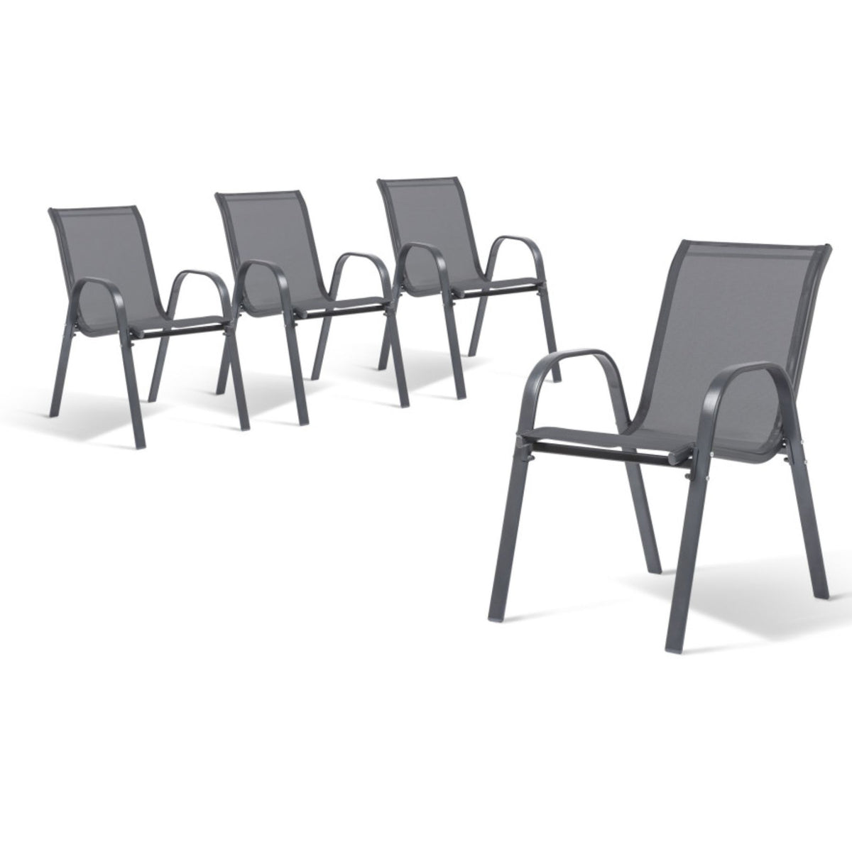 Lot de 6 chaises de jardin en acier Gris