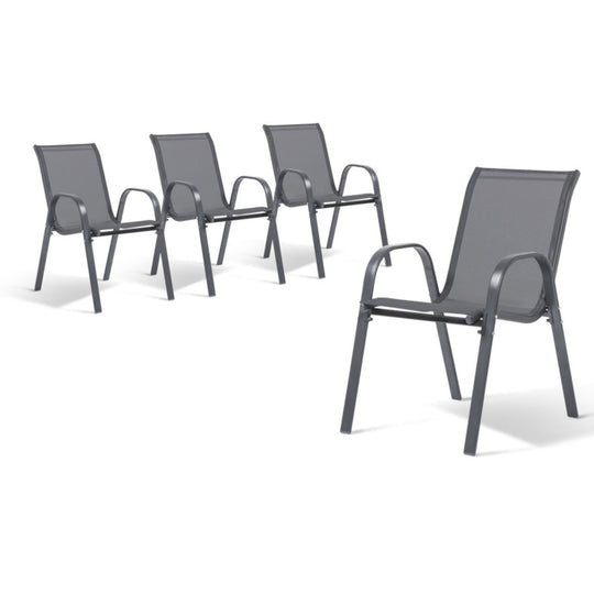 Lot de 6 chaises de jardin en acier Gris