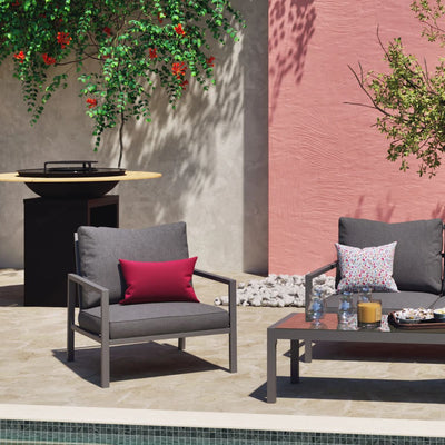 Salon de Jardin Bas en Aluminium Gris 4 pièces Canberra HYBA