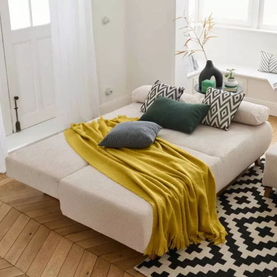 Canapé Cristal 3 places BESTMOBILIER - convertible avec coffre et pouf - en velours côtelé